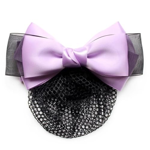 Haarnetz mit Schleife und Haarspange Damen Schleife Seide Schleier Kopf Blume Haarnetz Frauen Dutt Abdeckung, für Banken Hotels Restaurant Mitarbeiter(Colour 4,Style 2) von TLMDXTEU