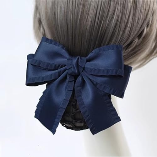 Haarnetz mit Schleife und Haarspange Frauen Haarnetz Haarspange Schleife Kopfschmuck für Banken Hotels Restaurant Mitarbeiter(Blau,Style 2) von TLMDXTEU
