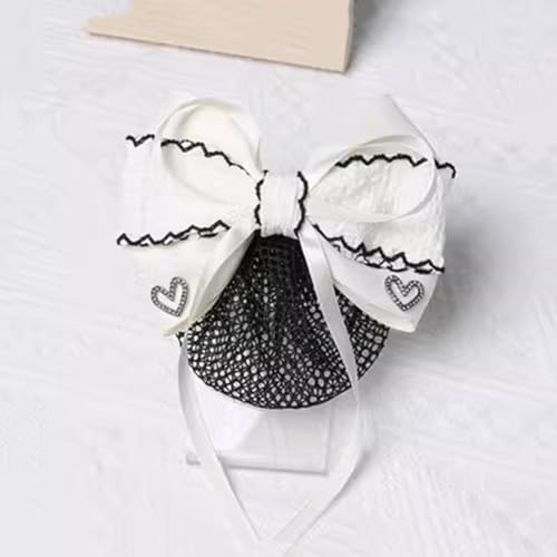 Haarnetz mit Schleife und Haarspange Haarnetz for Damen, elegante Hochsteckfrisur, Schleife, Haarspangen für Banken Hotels Restaurant Mitarbeiter(Weiß) von TLMDXTEU