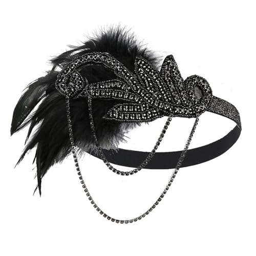 Retro-Feder-Haarbänder, Aufführungen, Brautschmuck, Abschlussball, Quaste, Haarbänder, Abendparty, Abschlussball (Noir) von TLMDXTEU