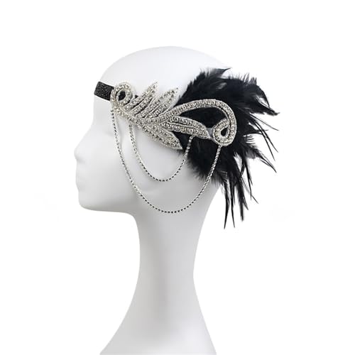 Retro-Feder-Haarbänder, Aufführungen, Brautschmuck, Abschlussball, Quaste, Haarbänder, Abendparty, Abschlussball (Silber) von TLMDXTEU