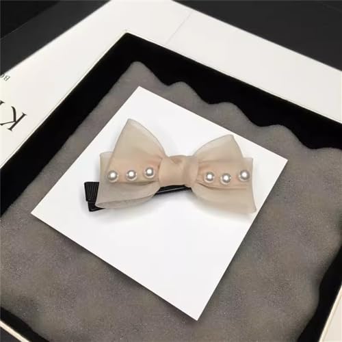 Seitliche Haarspange Damen-Kopfbedeckung mit Schleife und seitlichen Clips, Netz-Haarspangen für Kopfbedeckungen für Frauen und Mädchen(Beige) von TLMDXTEU