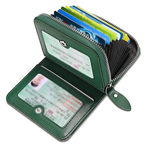 TLMDXTEU Kartenhalter Ledermaterial Kartenetui Tragbare Ledertasche Kartenhalter mit Münzfach, grün, 10.5x2.8x8cm von TLMDXTEU