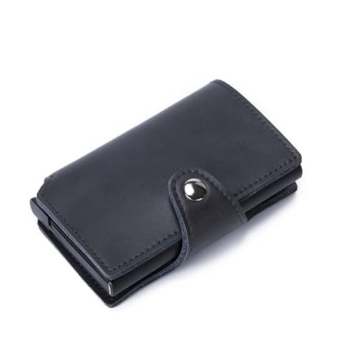 TLMDXTEU Kreditkartenetui für Damen und Herren Automatisches Pop-up-Kartenetui aus Leder mit Mehreren Kartenhaltern mit Münzfach(Black) von TLMDXTEU
