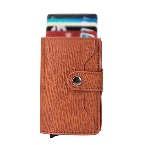 TLMDXTEU Kreditkartenetui für Damen und Herren Kreditkartenetui Kartenetui Automatisches Pop-up-Kartenetui mit Münzfach(Braun) von TLMDXTEU