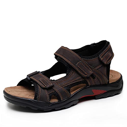 TLMDXTEU Sandalen Herren Sandalen Leder Sommer Beach Schuhe Freizeitschuhe Für Reisen und Spaziergänge(Braun,6.5) von TLMDXTEU