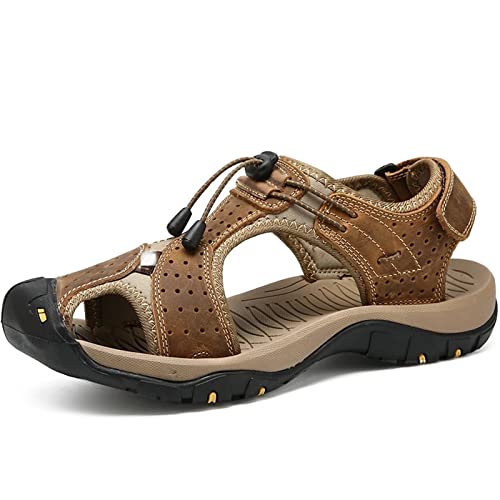 TLMDXTEU Sandalen Herren Sandalen atmungsaktive Wanderschuhe im Freien Strandsandalen im Freien Für Reisen und Spaziergänge(Khaki,40 EU) von TLMDXTEU
