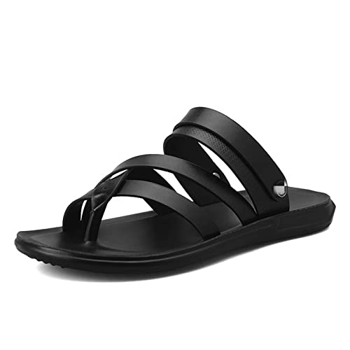 TLMDXTEU Sandalen Herrenleder flach offener Zehensandalen im Freien atmungsaktive Hausschuhe Strandschuhe Für Reisen und Spaziergänge(8) von TLMDXTEU