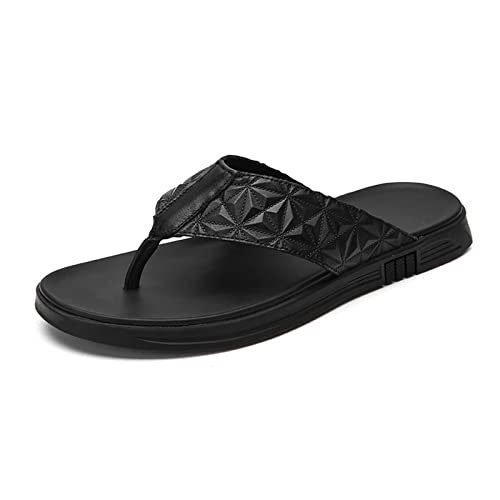 TLMDXTEU Sandalen Männer schwarze Flachstränkel Pantoffeln atmungsaktive Strandsandalen Sommer im Freien Für Reisen und Spaziergänge(Black2,38 EU) von TLMDXTEU