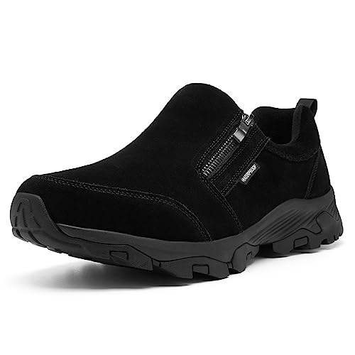 TLOLA Wanderschuhe Herren Wasserdicht Leicht Trekkingschuhe Herren Outdoor Atmungsaktiv Reisen Bergschuhe Herren Gartenarbeit Arbeit rutschfeste Slipper Herren Sneaker (Schwarz, Numeric 42) von TLOLA