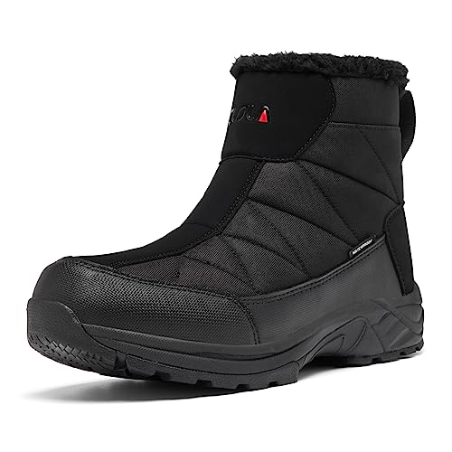 TLOLA Winterschuhe Herren Wasserdicht Warm Gefüttert Schneestiefel Rutschfest Winterstiefel Herren Wanderschuhe Trekkingschuhe Arbeiten Ski Angeln Outdoor Schuhe (Schwarz EU 47) von TLOLA