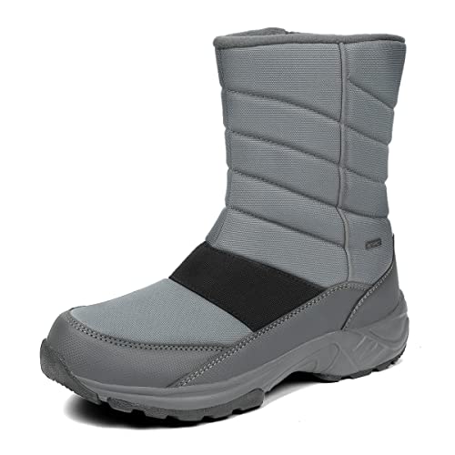 TLOLA Winterstiefel Herren Wasserdicht Winterschuhe Warm Gefüttert Schneestiefel Leicht Wanderschuhe Trekkingschuhe Rutschfest Stiefel Herren Arbeiten Ski Outdoor Boots Herren(Grau, Numeric_43) von TLOLA