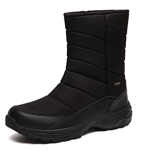 TLOLA Winterstiefel Herren Wasserdicht Winterschuhe Warm Gefüttert Schneestiefel Leicht Wanderschuhe Trekkingschuhe Rutschfest Stiefel Herren Arbeiten Ski Outdoor Boots Herren (Schwarz EU 46) von TLOLA