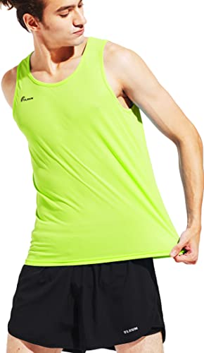 TLRUN Ultraleichtes Laufshirt für Herren, Marathon-Tanktop, Dry Fit, Workout, ärmellos - Gelb - Mittel von TLRUN