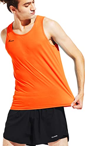 TLRUN Ultraleichtes Laufshirt für Herren, Marathon-Tanktop, Dry Fit, Workout, ärmellos - Orange - Groß von TLRUN