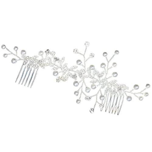Eleganter Braut-Haarkamm mit Perlen und Strasssteinen – Hochzeitskopfschmuck for Braut und Brautjungfern, bequemer Haarschmuck for besondere Anlässe (Weiß, Silber) von TLTLT