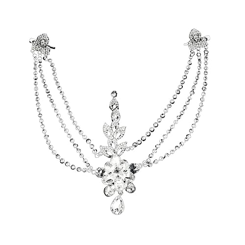 Kristall-Brautkopfkette – Hochzeitskopfschmuck aus Legierung mit Strasssteinen, elegantes weißes Stirnband for die Braut, Haarschmuck for Damen for Hochzeiten und besondere Anlässe von TLTLT