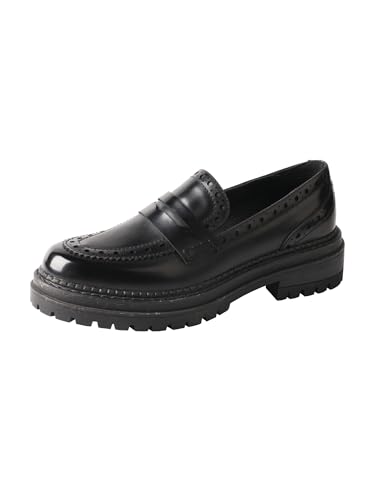 Frauen Schuhe Plattform Loafers Slip On Komfort Casual Mode Business Arbeitsschuhe(Schwarz,41) von TMA EYES