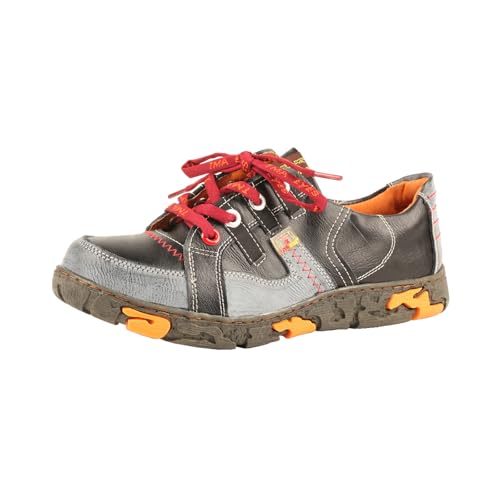 TMA EYES Damen Echtleder Schnürschuhe Flache Freizeitschuhe Outdoor Schuhe mit Rutschfester Sohle für breite Füße, Schwarz , 37 EU von TMA EYES