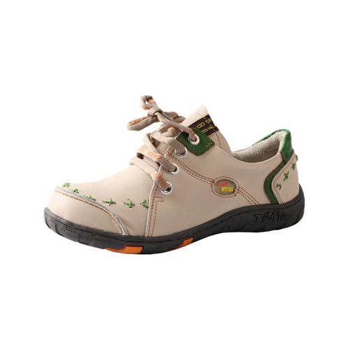 TMA EYES Damen Flache Schuhe Schnürschuhe Mode Lederschuhe, Weiss/opulenter Garten, 39.5 EU von TMA EYES