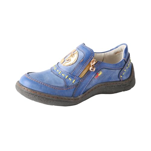TMA EYES Damen Hand genähte modische und Bequeme Wanderschuhe（Blau,38 von TMA EYES