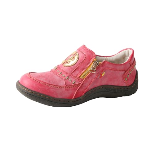 TMA EYES Damen Hand genähte modische und Bequeme Wanderschuhe（Rot,40 von TMA EYES