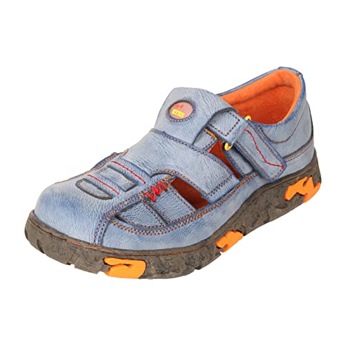 TMA EYES Damen Leder Schuhe Outdoor Wanderschuhe Wasserdichte Athletische Sportschuhe Closed Toe Sandalen(Blau,38) von TMA EYES