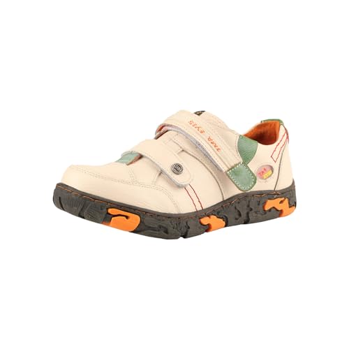 TMA EYES Damen Leder Weiche Sohle rutschfeste Schnürschuhe mit Klettverschluss Design, Weiss/opulenter Garten, 37 EU von TMA EYES