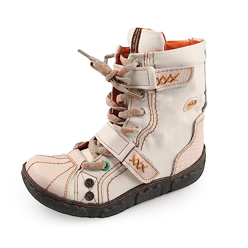 TMA EYES Damen PU Futter Flache Stiefeletten mit Reißverschluss - Perfekt für Freizeitkleidung, Weiss/opulenter Garten, 38.5 EU von TMA EYES