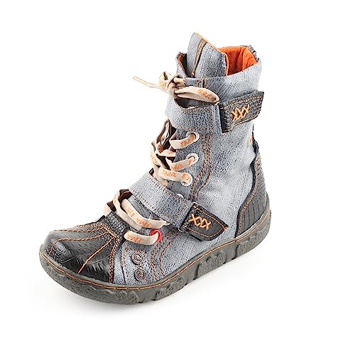 TMA EYES Damen PU Futter Flache Stiefeletten mit Reißverschluss für Freizeitstiefel, Schwarz, 40.5 EU von TMA EYES