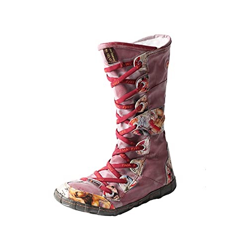 TMA EYES Damen Schnee Mode Stiefel Plüsch weiche Wade Stiefel für Damen mit Kunstpelz Futter Seite Reißverschluss, Rot/Ausflug, einfarbig (Getaway Solids), 40 EU von TMA EYES