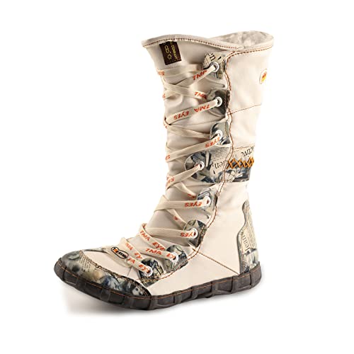 TMA EYES Damen Schnee Mode Stiefel Plüsch weiche Wade Stiefel für Damen mit Kunstpelz Futter Seite Reißverschluss, Weiss/opulenter Garten, 39 EU von TMA EYES