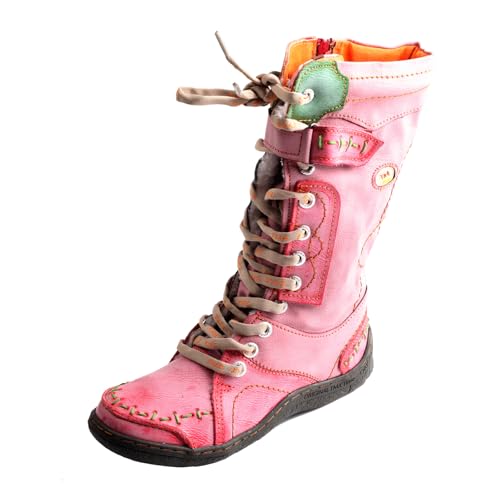 TMA EYES Damen Schneestiefel Kalbsstiefel für Damen mit Kunstpelz Futter Schnürung und seitlicher Reißverschluss（Rot,39 von TMA EYES