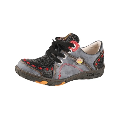 TMA EYES Damen Schnürschuhe aus Leder mit bequemer und modischer handgefertigter Naht Design(Schwarz，38 von TMA EYES