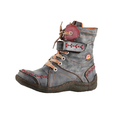 TMA EYES Damen Schnürstiefel aus Leder Casual Stiefeletten Mode rutschfest und Patchwork mit handgenähtem Obermaterial Stiefel(Schwarz,39) von TMA EYES