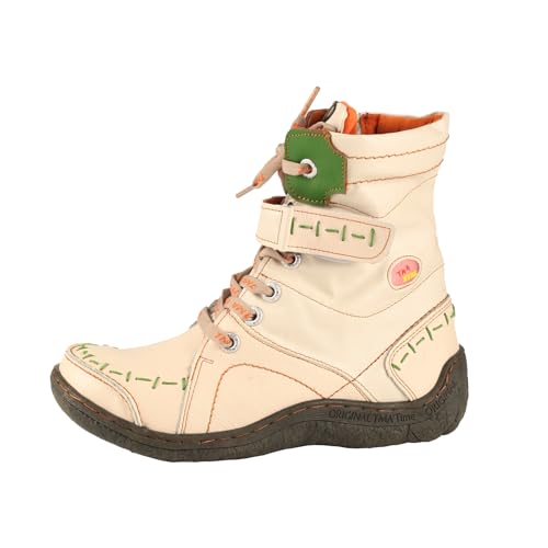 TMA EYES Damen Schnürstiefel aus Leder Casual Stiefeletten Mode rutschfest und Patchwork mit handgenähtem Obermaterial Stiefel(Weiß,39) von TMA EYES