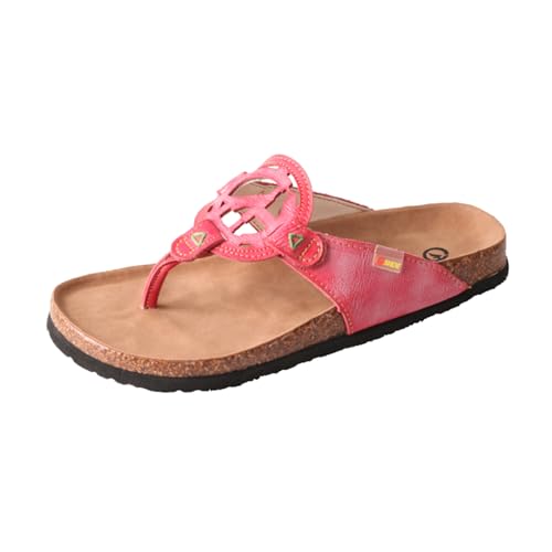 TMA EYES Damen Strand Sandalen Weich Und Bequem Lässiger Und Moderner Stil Rutschfeste Hausschuhe, Rot/Ausflug, einfarbig (Getaway Solids), 37.5 EU von TMA EYES