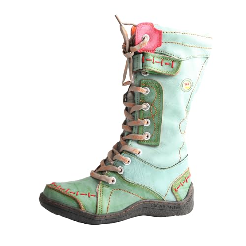 TMA EYES Damen Winter personalisierte bequeme breite warme Mittlerer stiefel(Grün,40) von TMA EYES