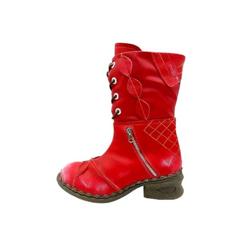 TMA EYES Damen Winterstiefel mit seitlichem Reißverschluss, Rot/Ausflug, einfarbig (Getaway Solids), 40 EU von TMA EYES