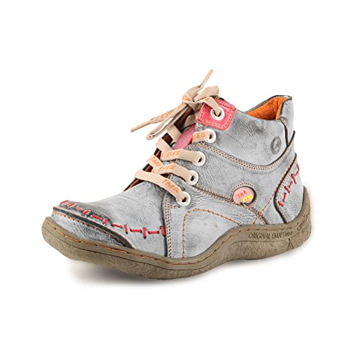 TMA EYES Damen handgefertigte gesteppte Leder klassische Schnürschuhe Mode bequeme Knöchel Plateau Booties, Blau, 40.5 EU von TMA EYES