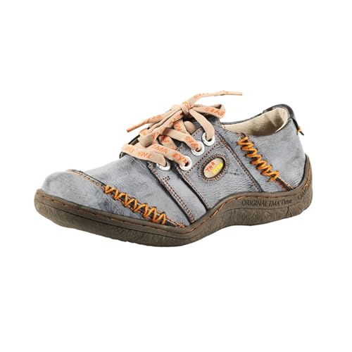 TMA EYES Frauen Leder Handstitched Walking Flats Schuhe Casual Sneakers für Reise Arbeit(Schwarz,39) von TMA EYES
