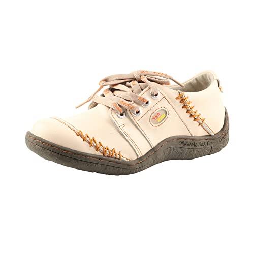 TMA EYES Handgenähte Damen-Wanderschuhe aus Leder, Freizeit-Sneaker für Reisen, Arbeit, Weiss/opulenter Garten, 38 EU von TMA EYES