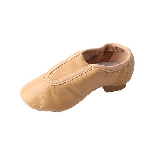 TMA EYES Mädchen Slip On Leder Tanzschuhe Bequem und Rutschfest, aprikose, 10 Little Kid von TMA EYES