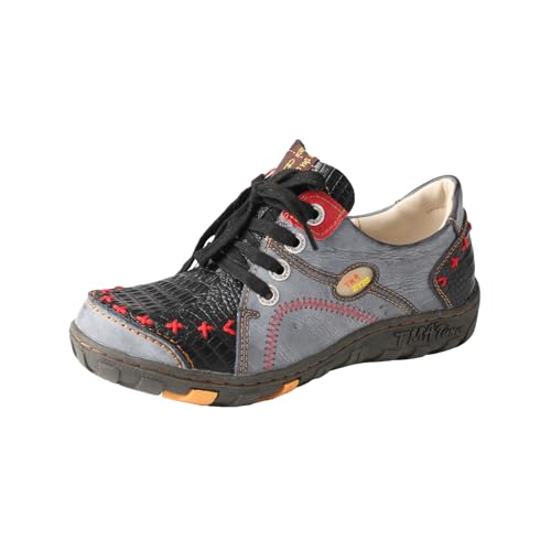 TMA EYES Modischer Retro Schnürschuh für Damen mit handgenähtem Design（Schwarz,41 von TMA EYES