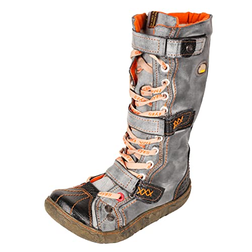 TMA EYES Strape-Accent gewaschenes PU-Leder flache Damenstiefel mit Übergröße, schwarz, 38.5 EU von TMA EYES