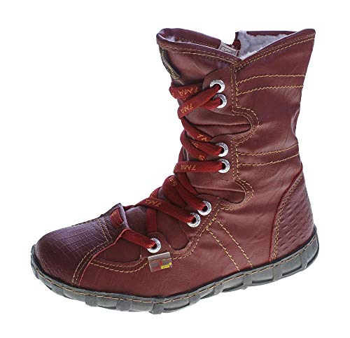 TMA Leder Stiefeletten Damen Rot Köchel Schuhe echt Leder Winter Stiefel gefüttert Gr. 36 von TMA