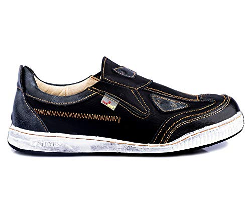 TMA 4191 Herren Halbschuh Slipper Sneaker Leder schwarz alle Größen 41-46 EUR 43 von TMA
