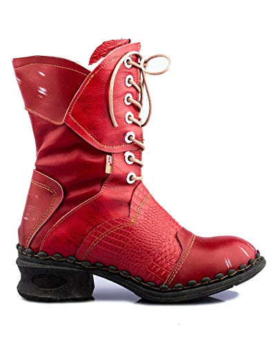 TMA 5766 Damen Stiefel Leder gefüttert rot - EUR 39 von TMA