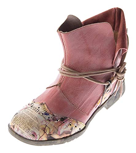 TMA Damen Comfort Leder Stiefeletten 5161 Boots Rot Knöchel Schuhe Gr. 37 von TMA