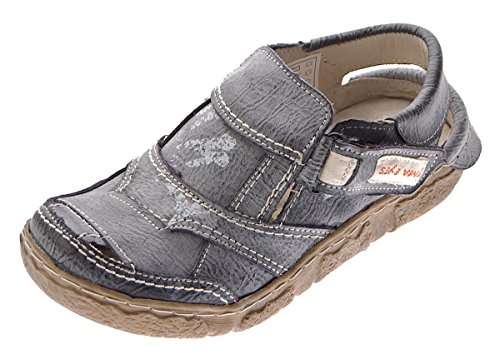 TMA Damen Comfort Sandaletten Leder Schuhe 7668 Schwarz Grau Halbschuhe im Used Look Sandalen Gr. 36 von TMA